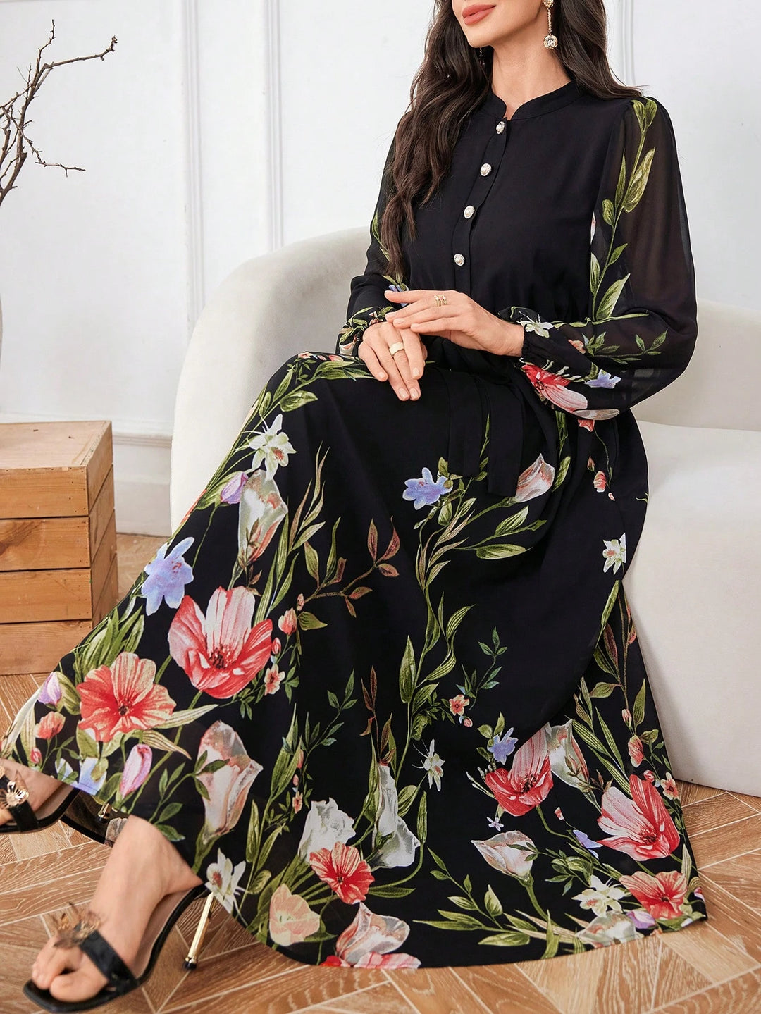 SHEIN maxi ruha, fekete