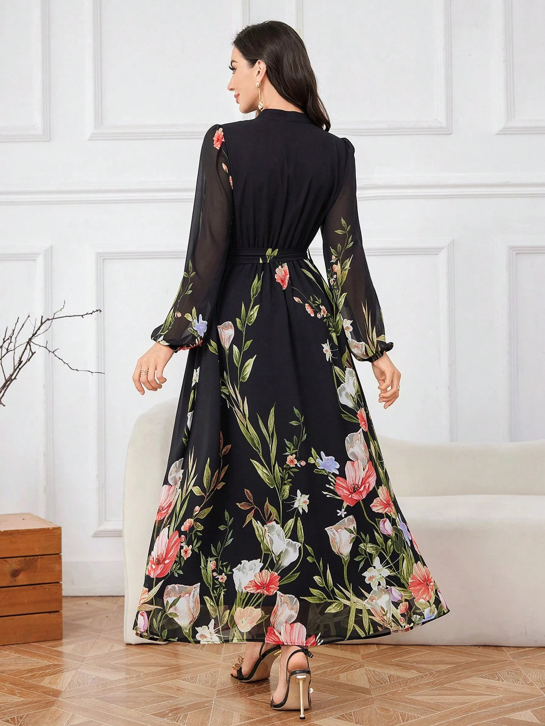 SHEIN maxi ruha, fekete