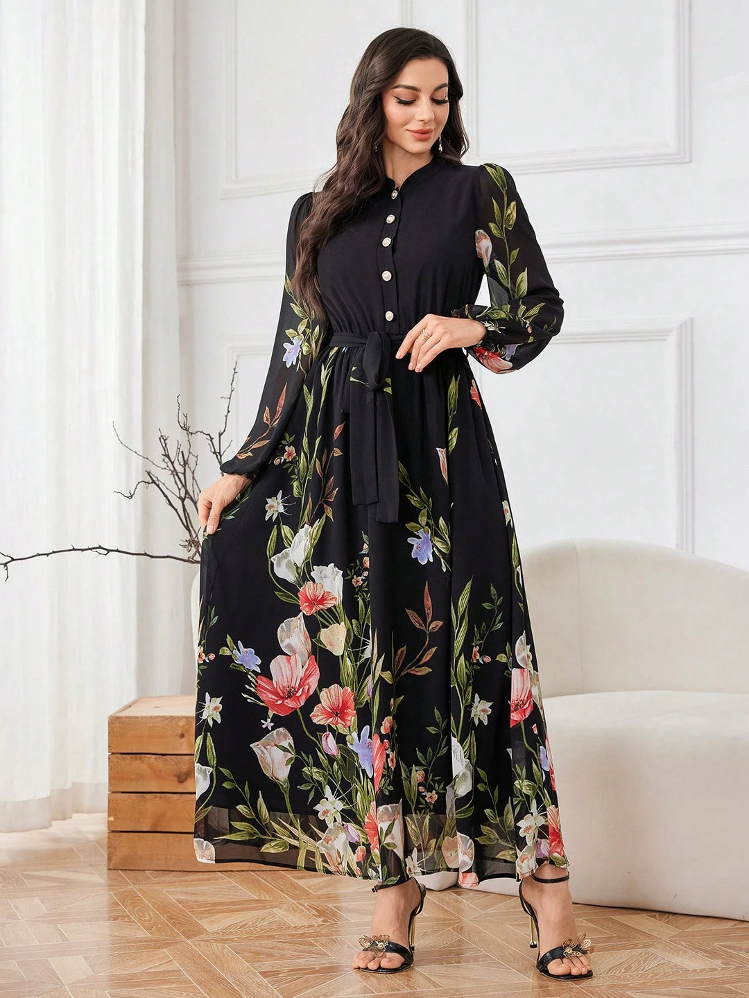 SHEIN maxi ruha, fekete