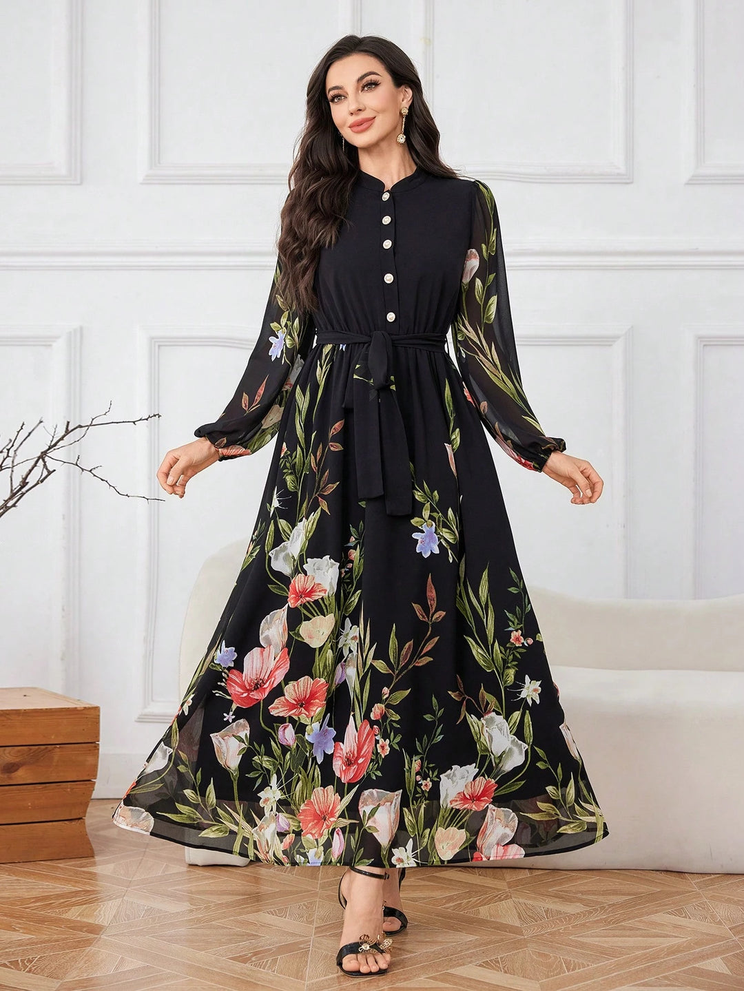 SHEIN maxi ruha, fekete