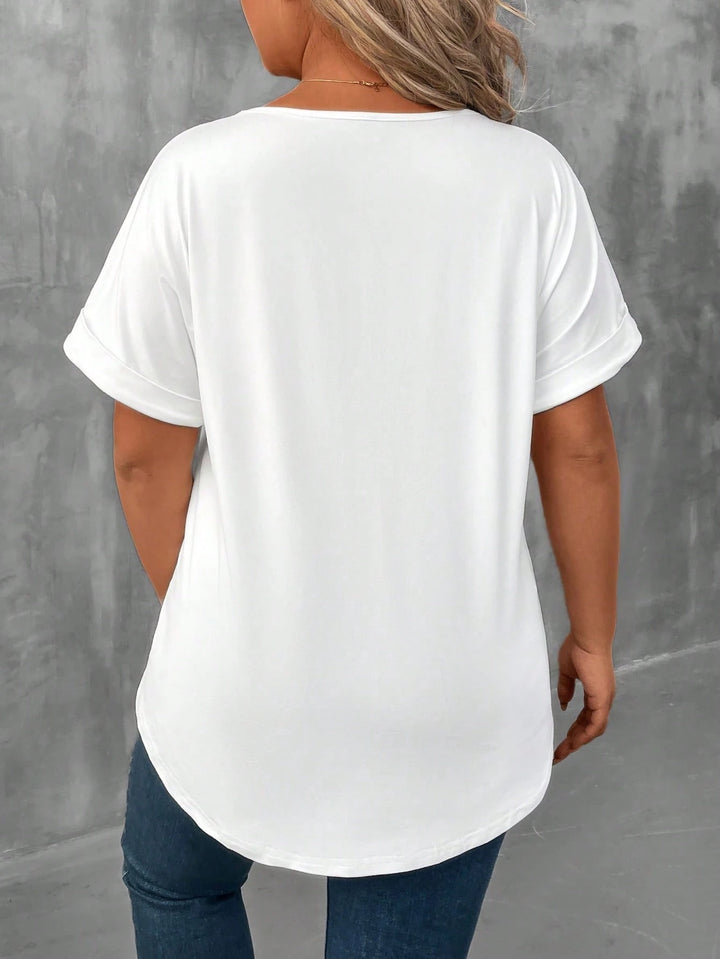 Shein Curve+ póló, fehér