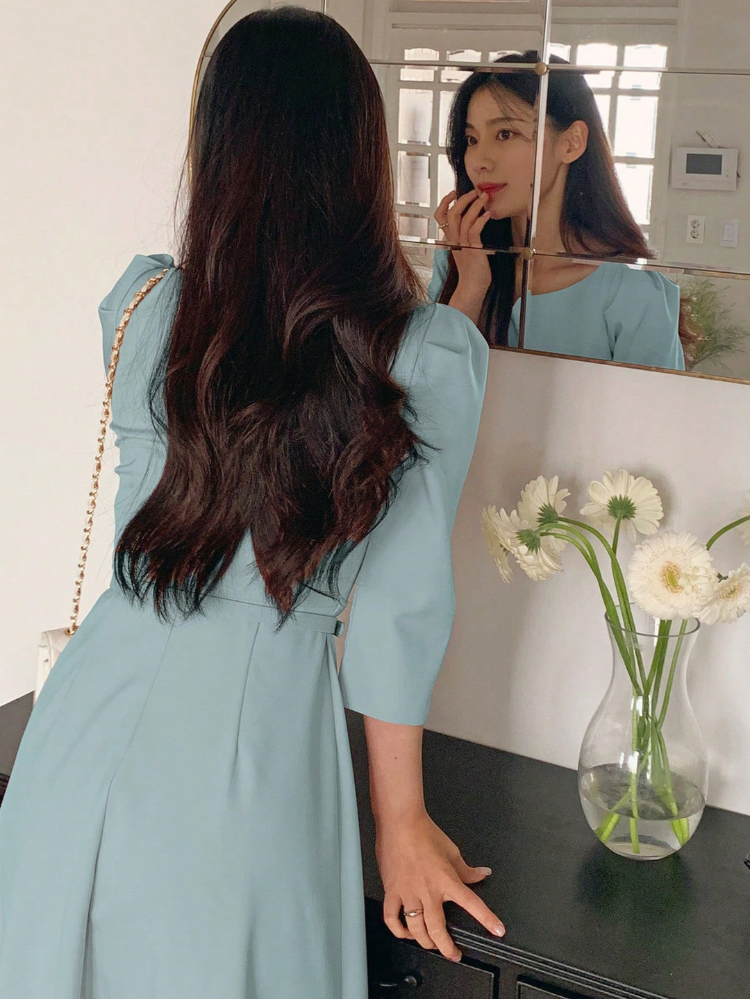SHEIN kék midiruha