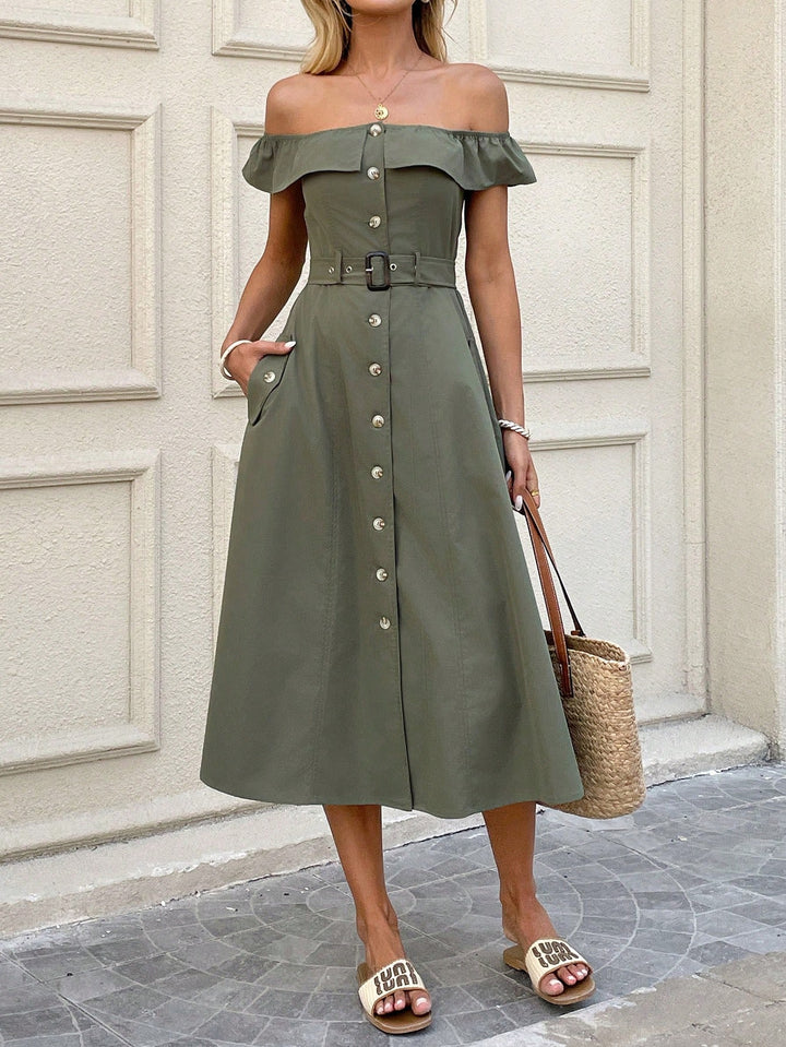 SHEIN midi ruha, khaki