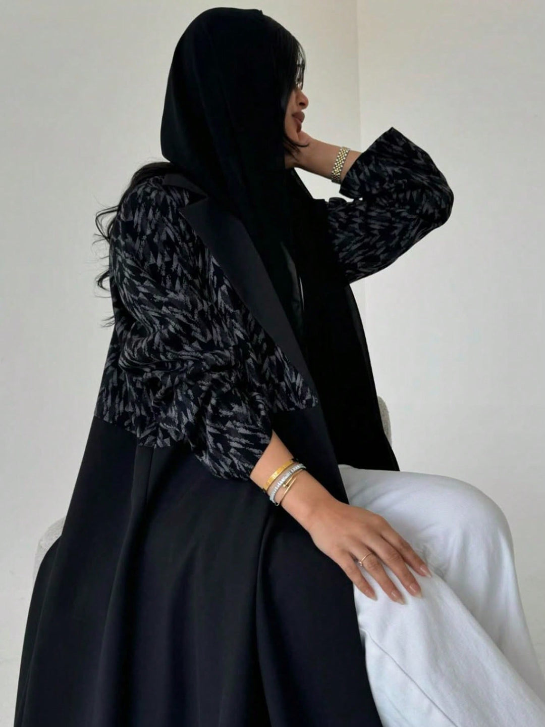 Set caftan și jalabiya SHEIN, negru