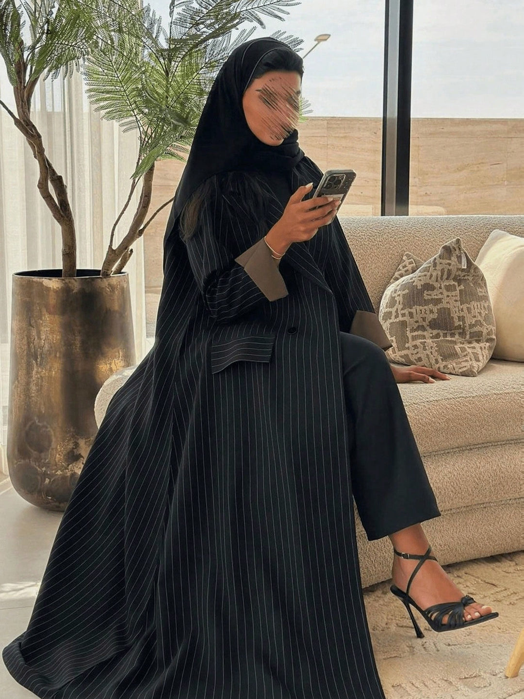 Set caftan și jalabiya SHEIN, negru