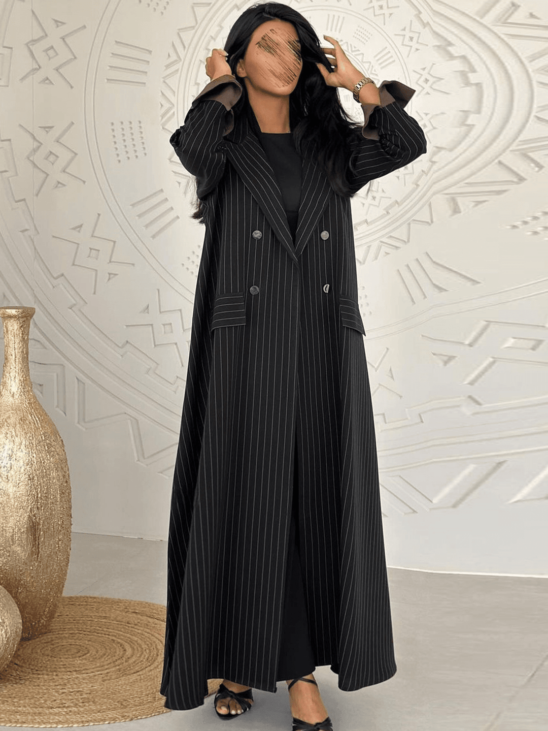 Set caftan și jalabiya SHEIN, negru