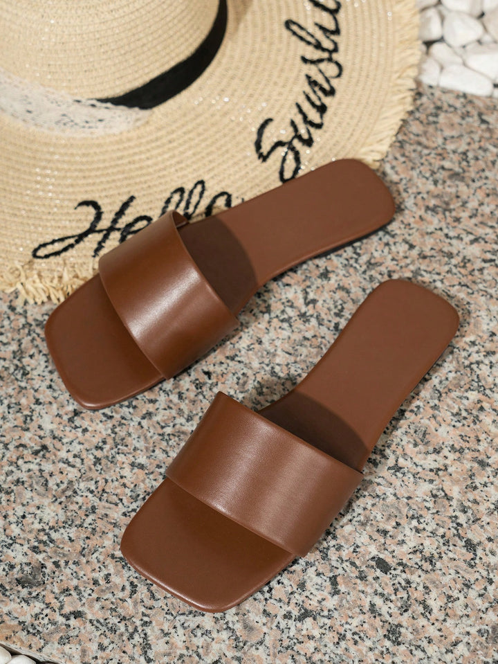 Papuc tip slide SHEIN, maro