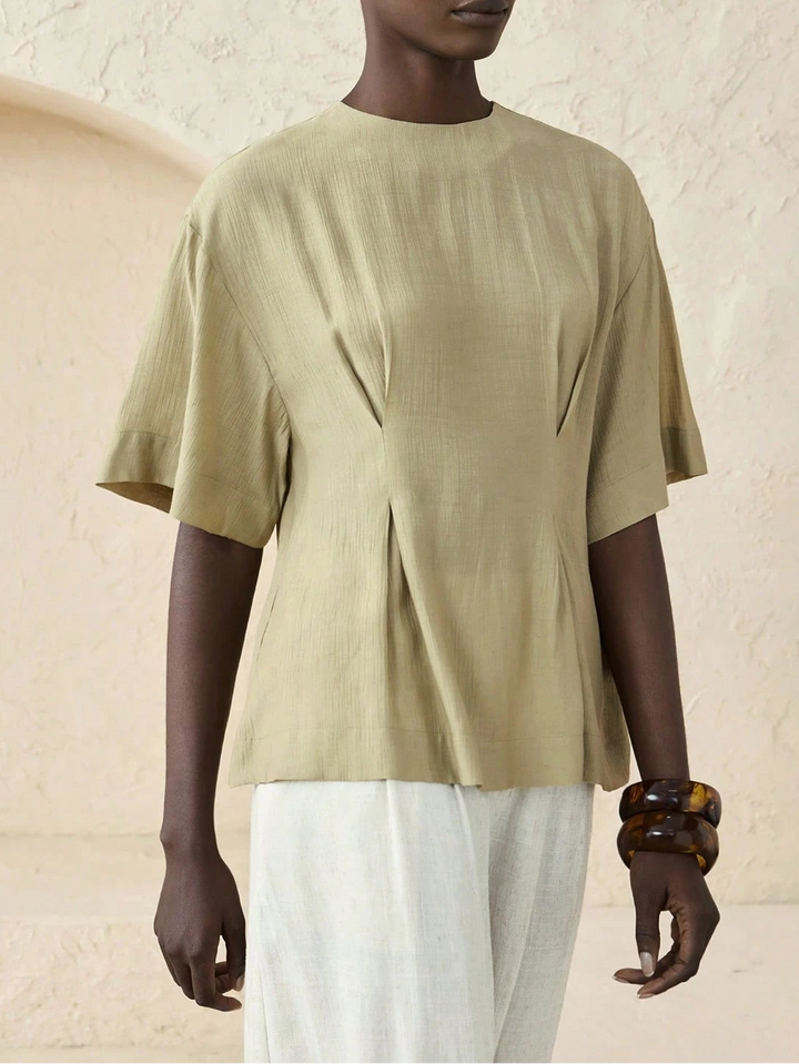 Shein rövid ujjú ing, khaki