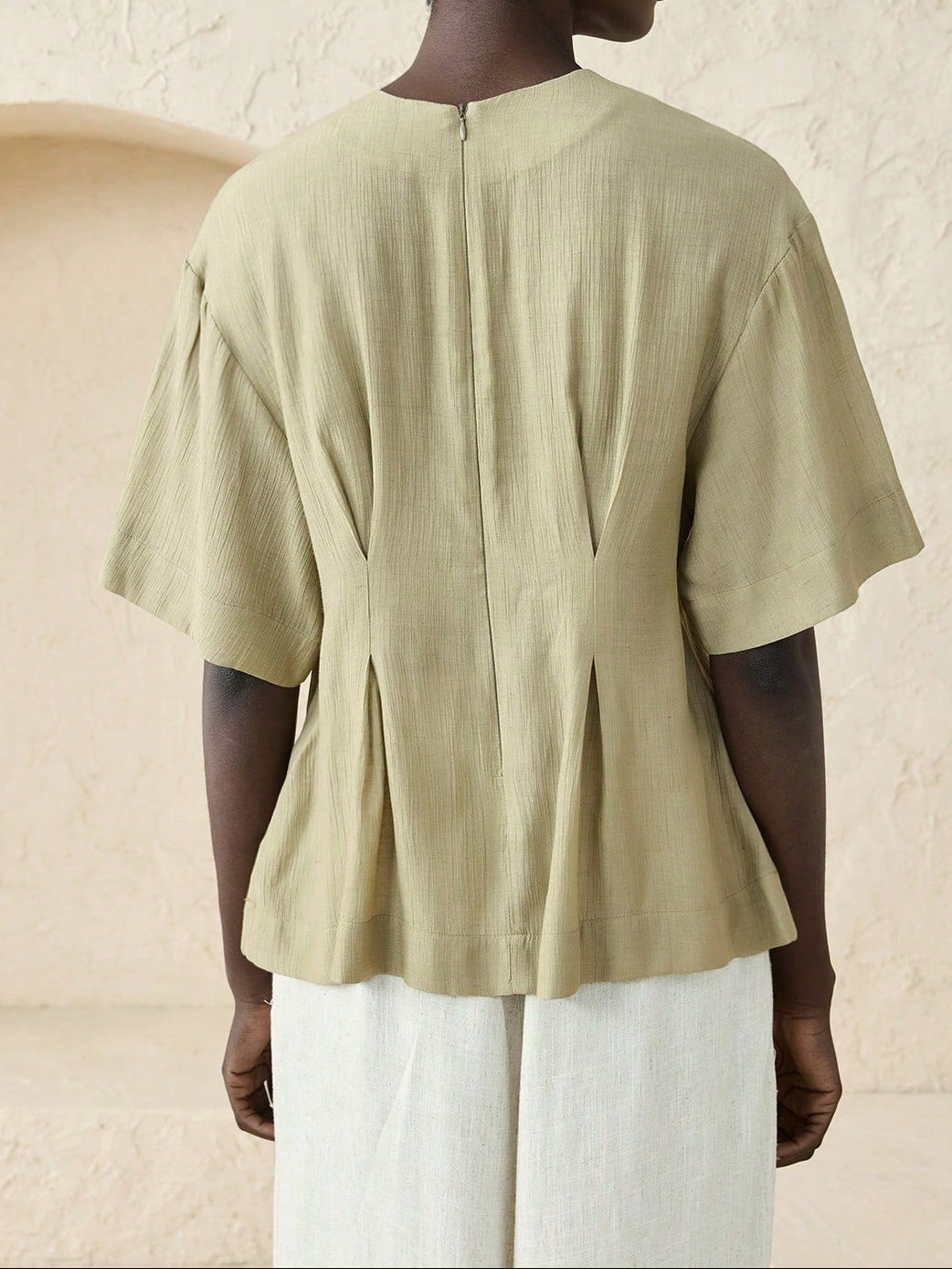 Shein rövid ujjú ing, khaki
