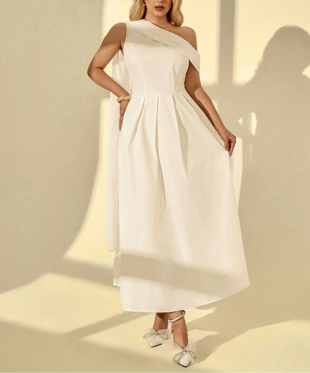 SHEIN maxi ruha, krémszínű