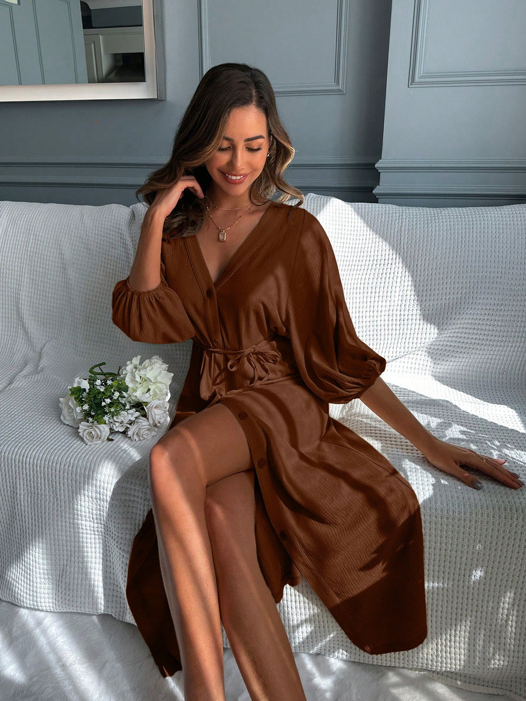 Rochie maxi SHEIN, maro