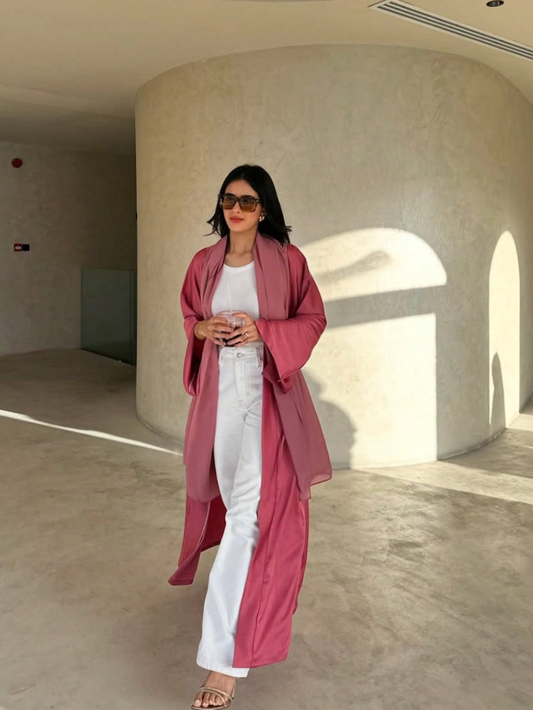 Set caftan și jalabiya SHEIN, roz