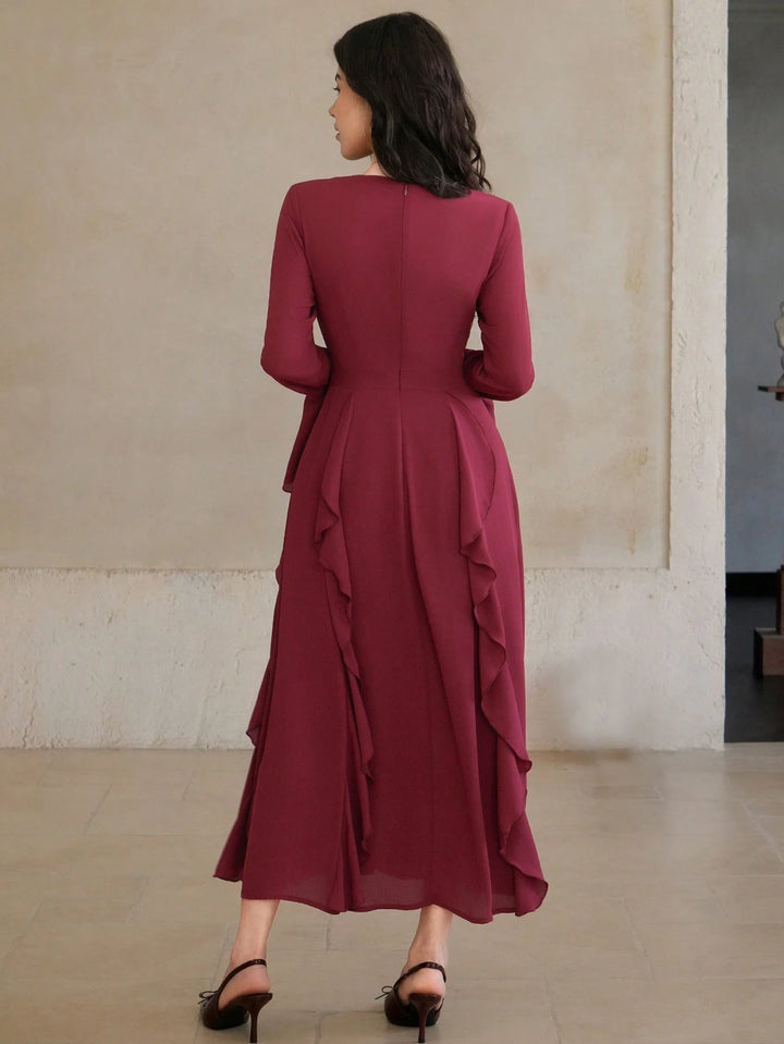 SHEIN bordó maxi ruha