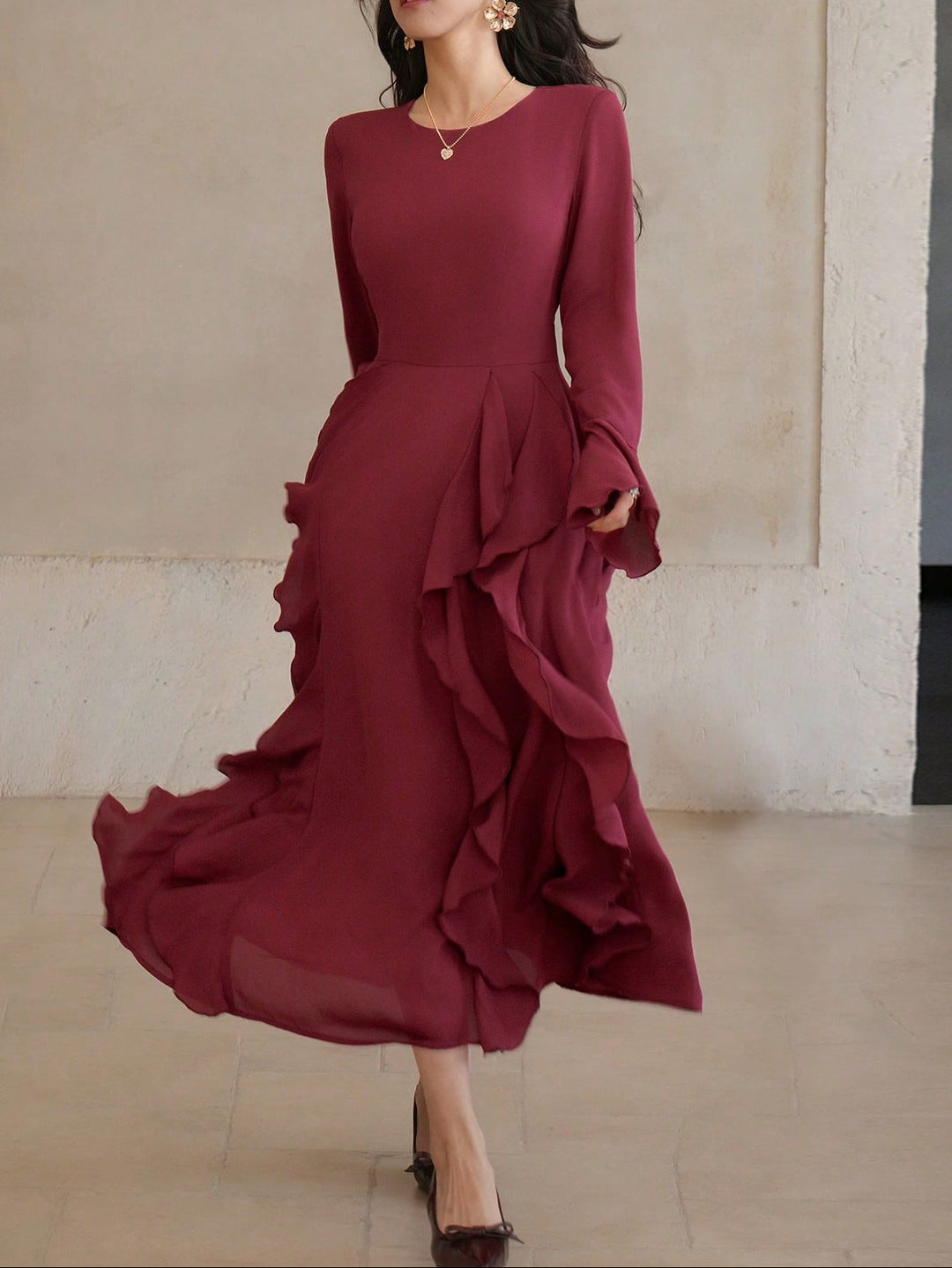 SHEIN bordó maxi ruha