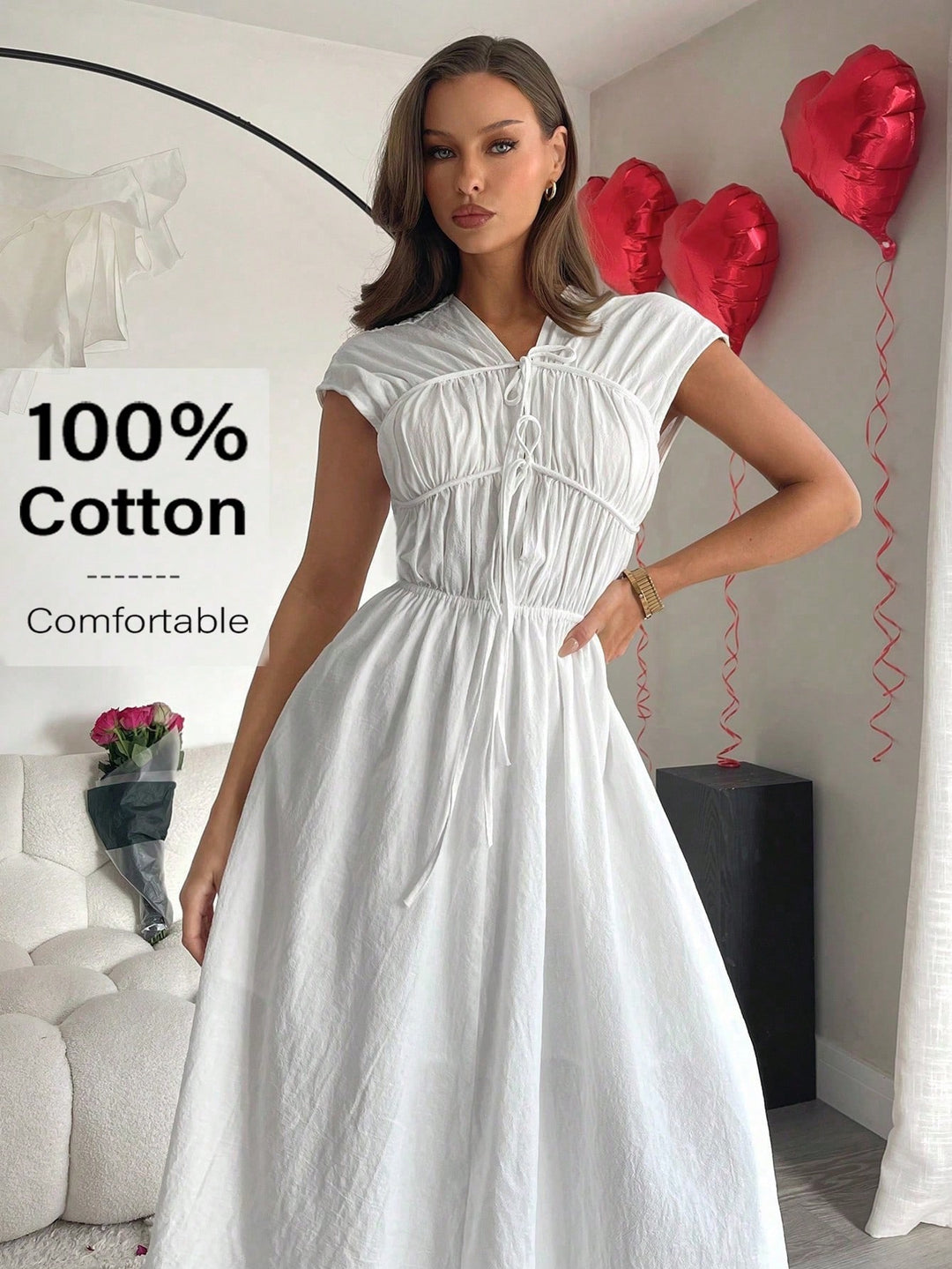 Rochie maxi SHEIN, alb