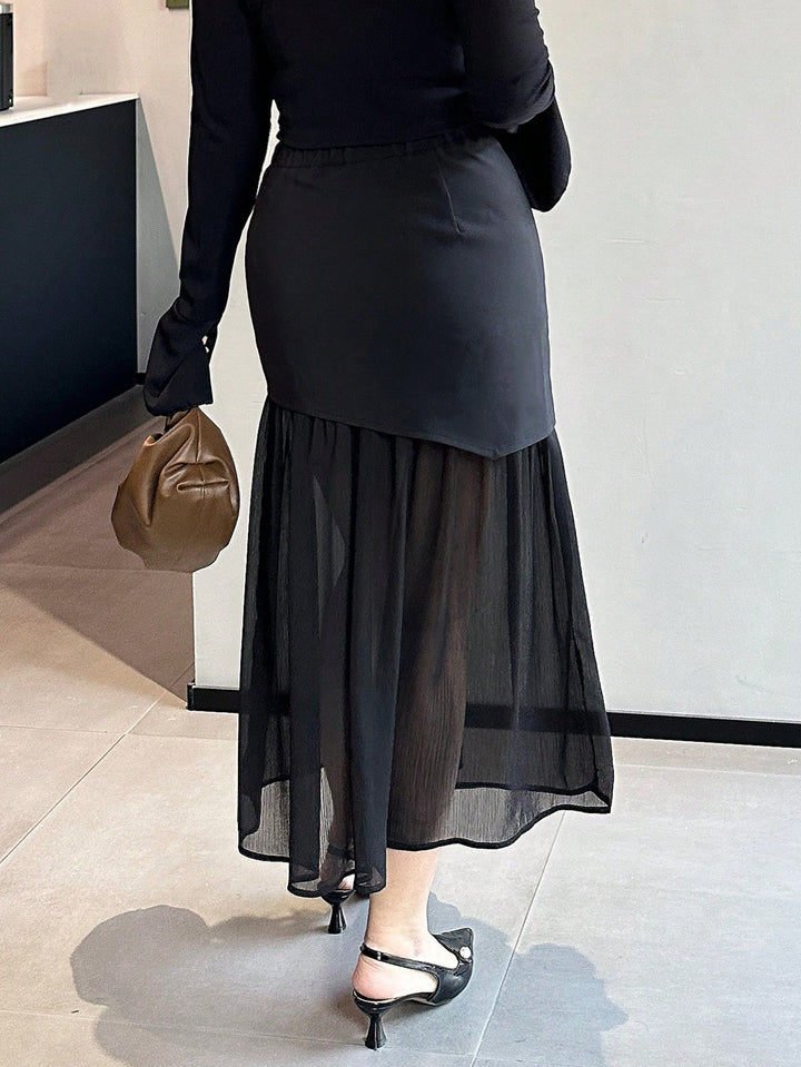 Shein Curve+ maxi szoknya, fekete