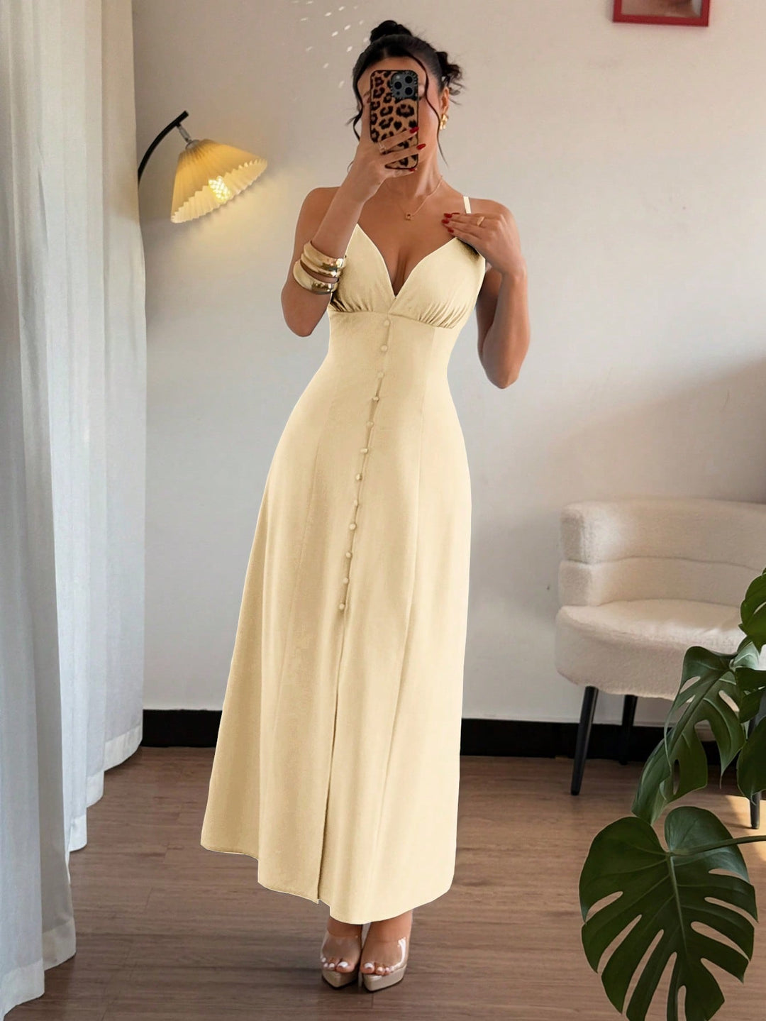 Rochie maxi SHEIN, bej