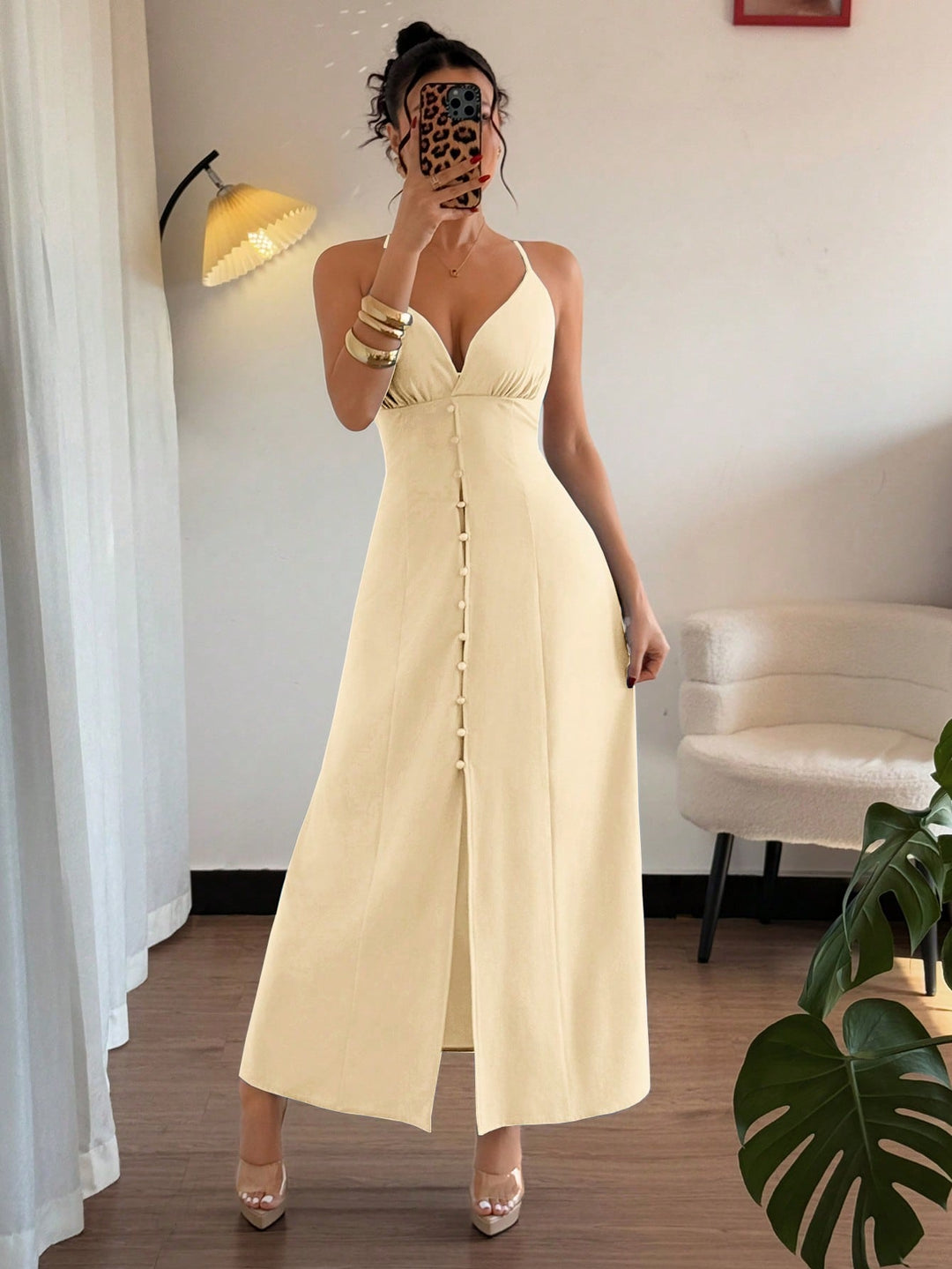 Rochie maxi SHEIN, bej