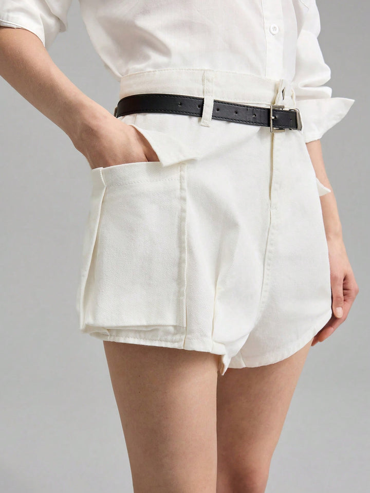 Pantaloni scurți SHEIN, alb