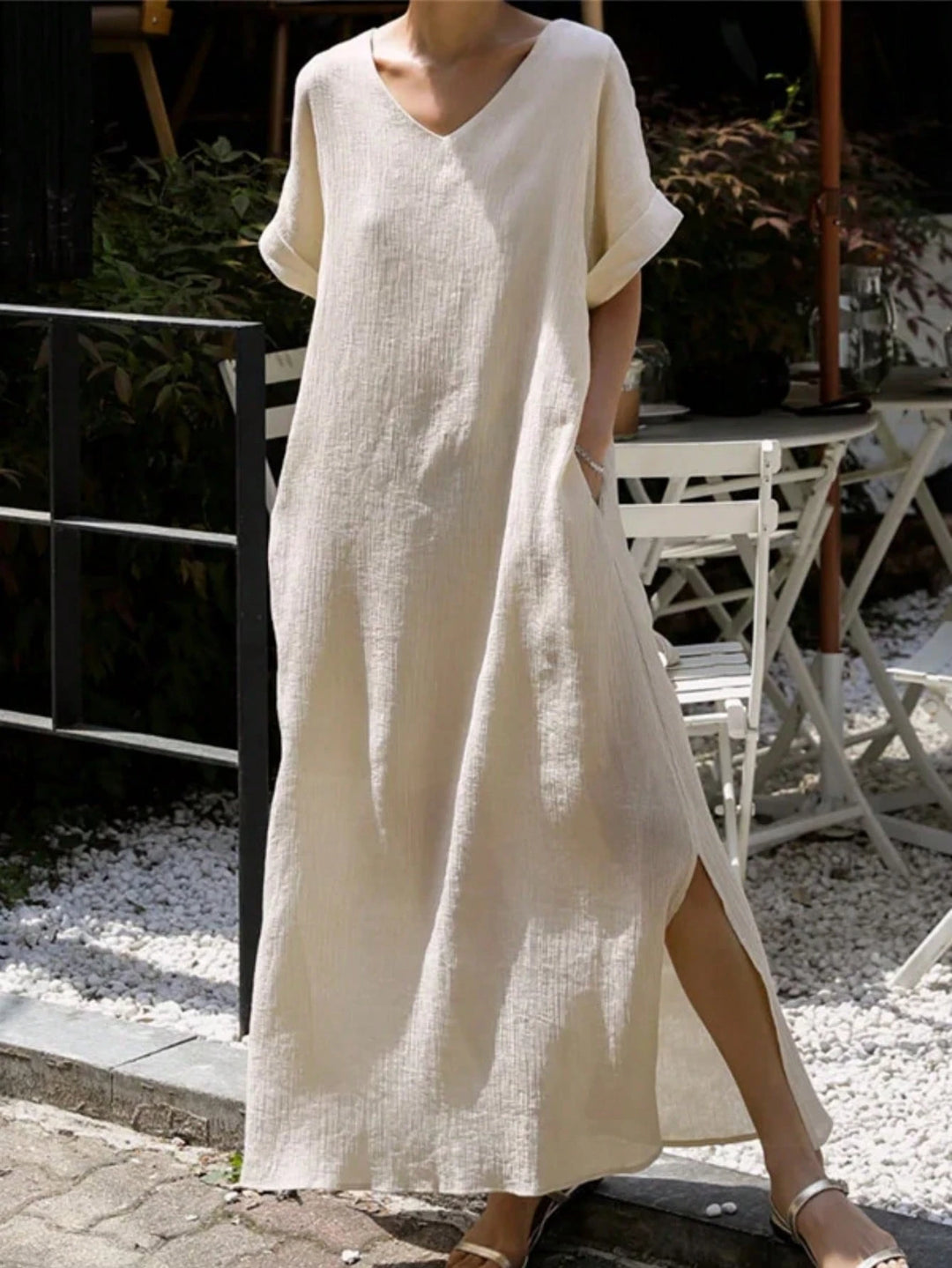 SHEIN maxi ruha, krémszínű