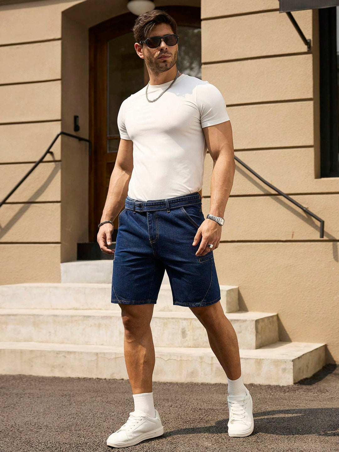 Pantaloni scurți SHEIN, albastru