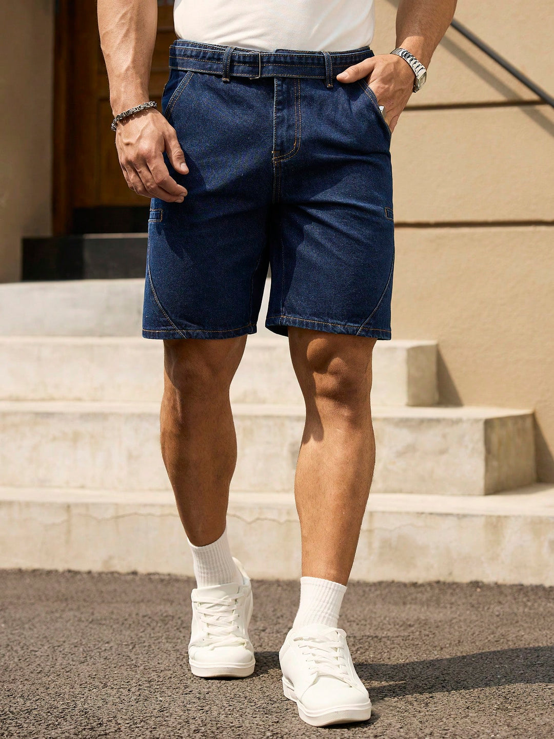 Pantaloni scurți SHEIN, albastru