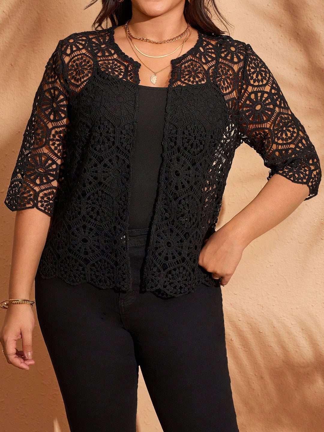 Cardigan Shein Curve+, negru