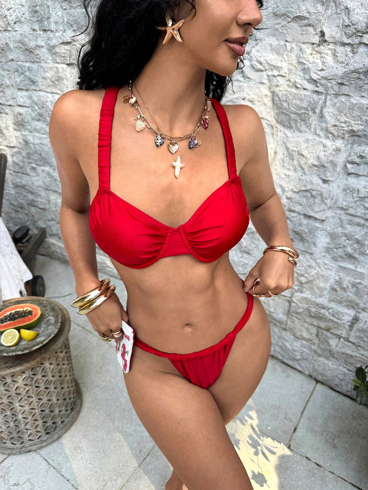 Piros Shein Bikini Szett