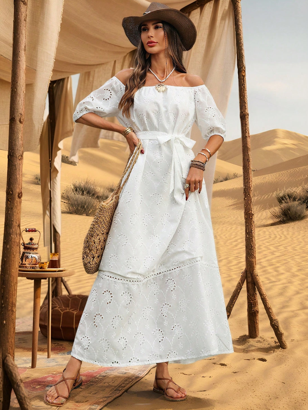 Rochie maxi SHEIN, alb