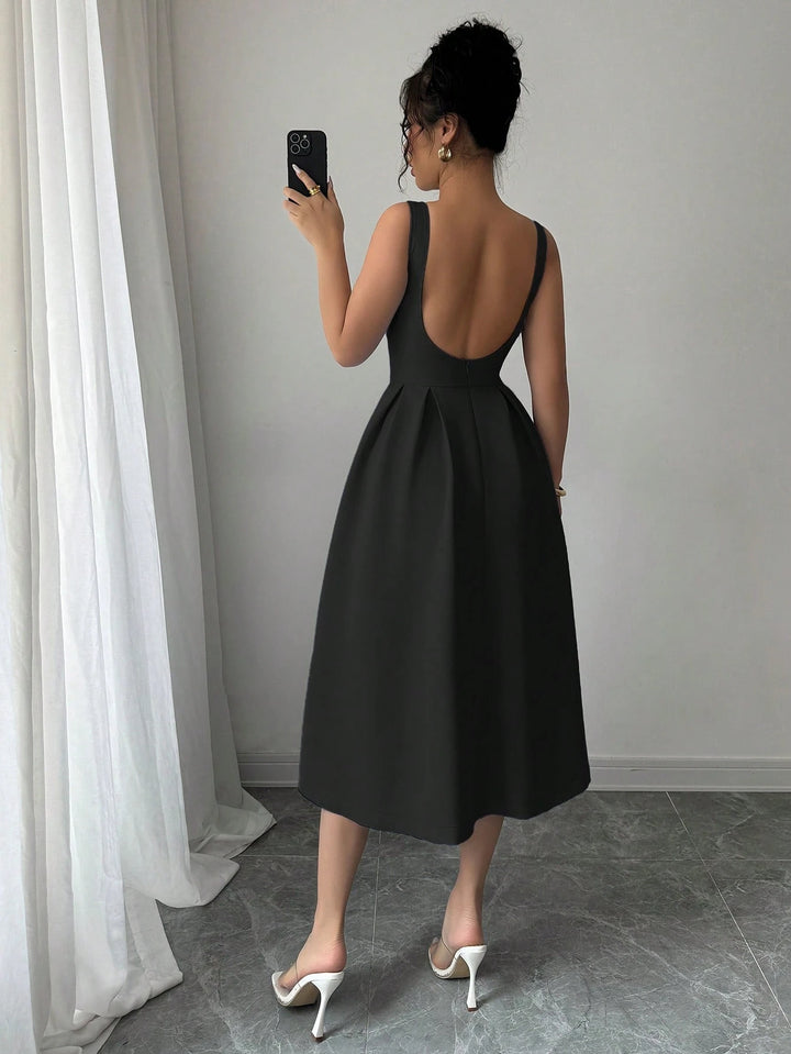 SHEIN midi ruha, fekete