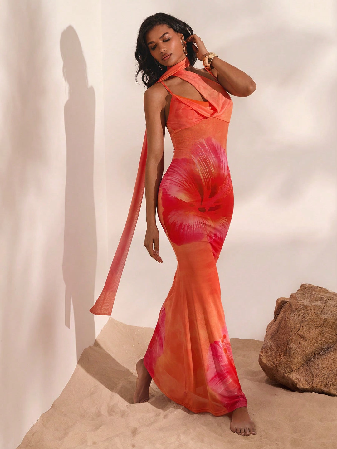 Rochie maxi SHEIN, portocaliu