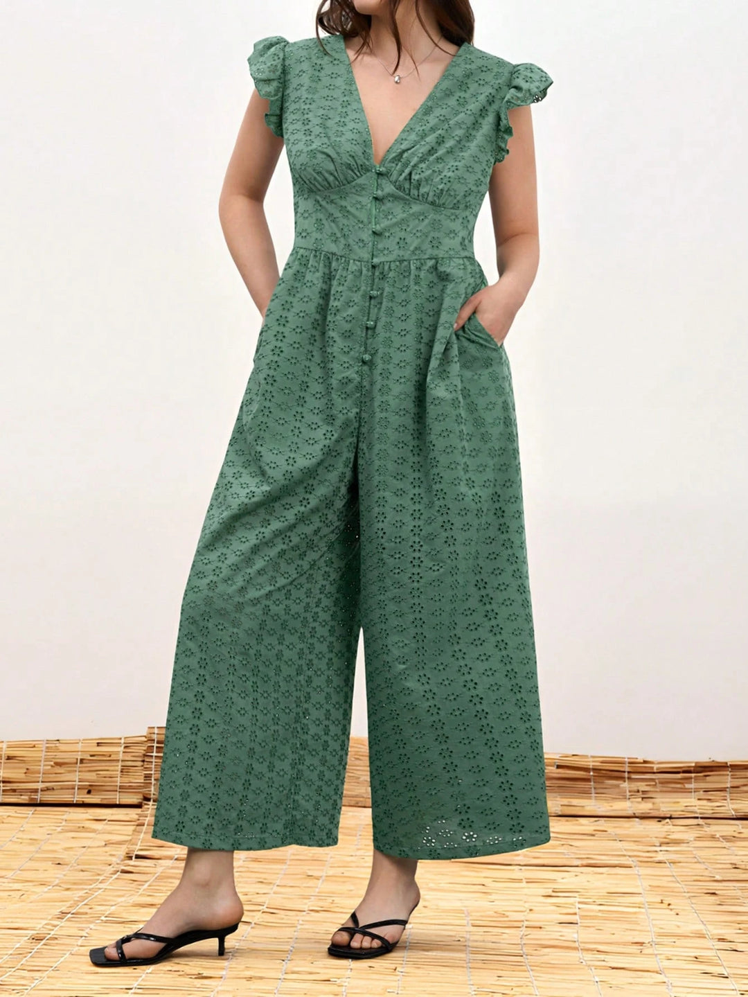 Salopetă lungă Shein Curve+, verde