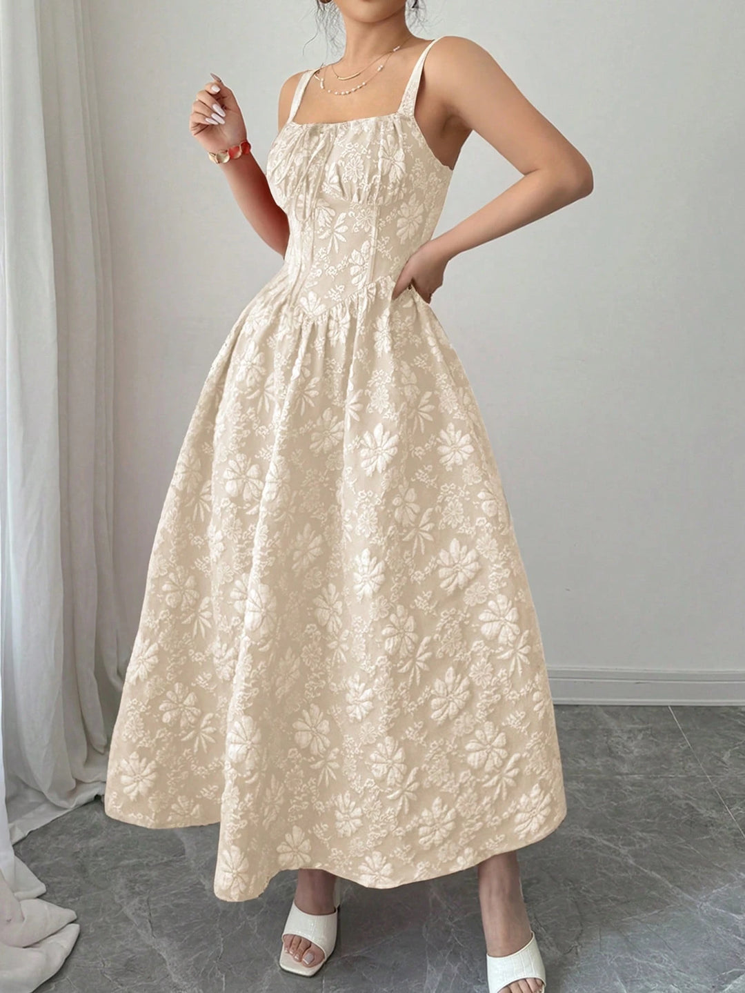 Rochie maxi SHEIN, crem