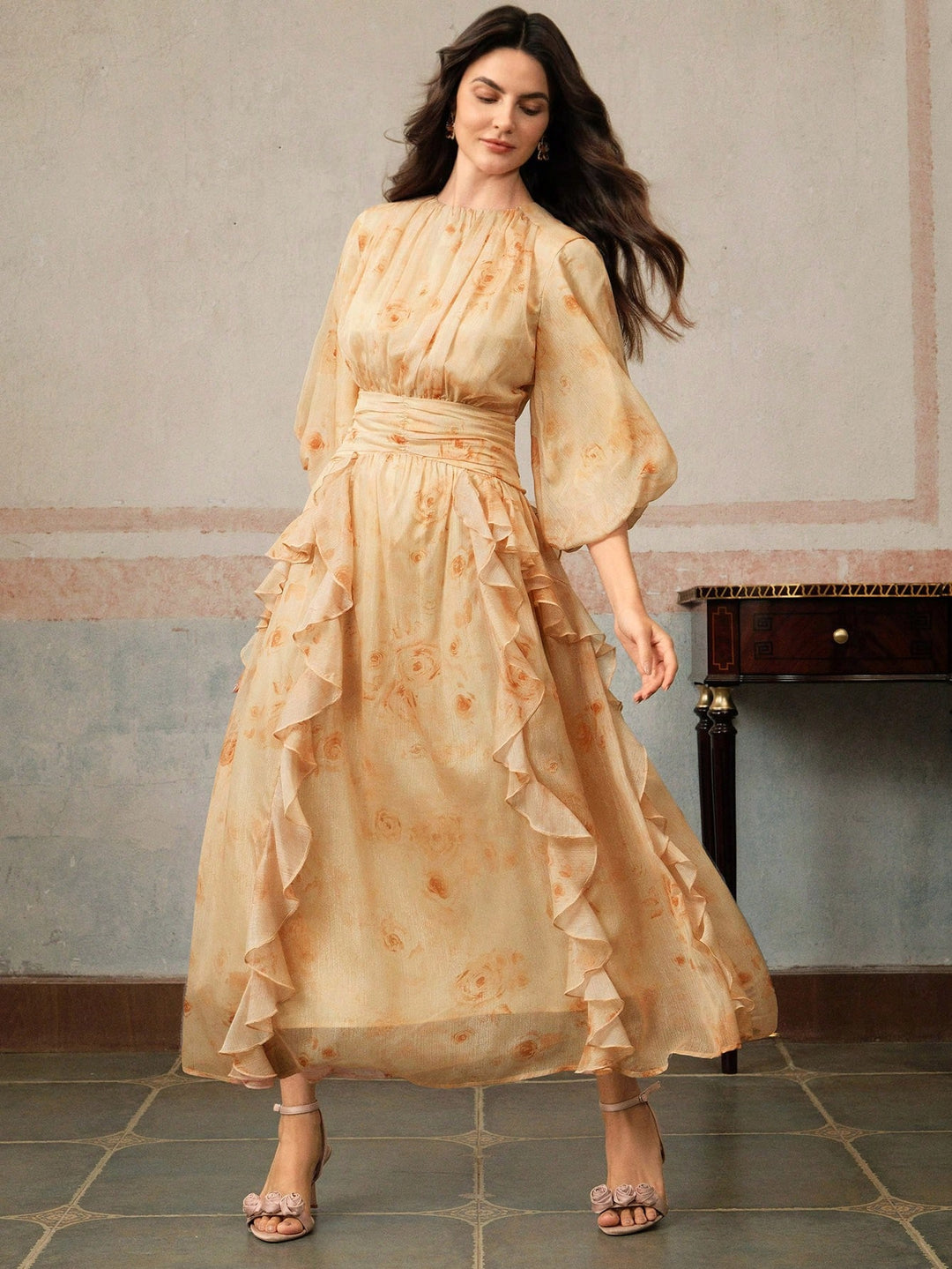 Rochie maxi SHEIN, bej