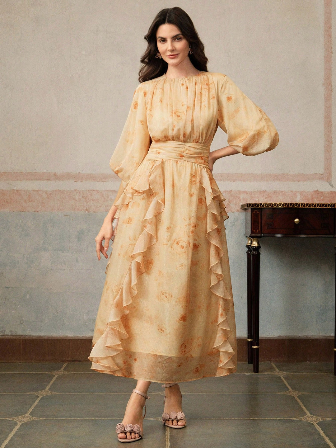 Rochie maxi SHEIN, bej