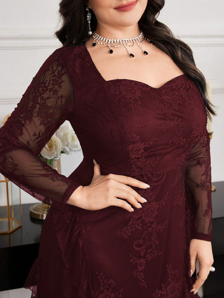 Shein Curve+ maxi ruha, burgundi