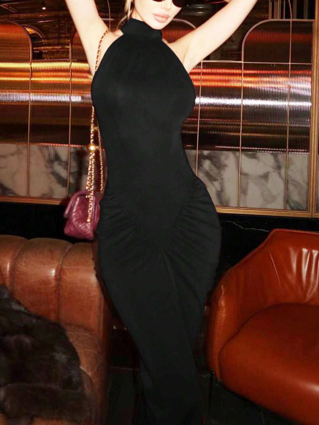 SHEIN maxi ruha, fekete