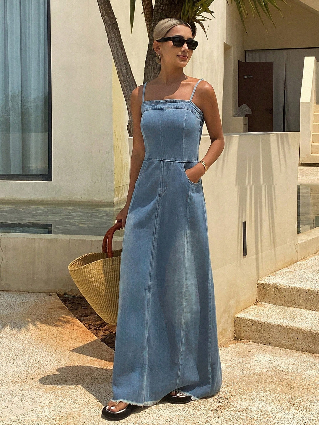 SHEIN maxi ruha, kék