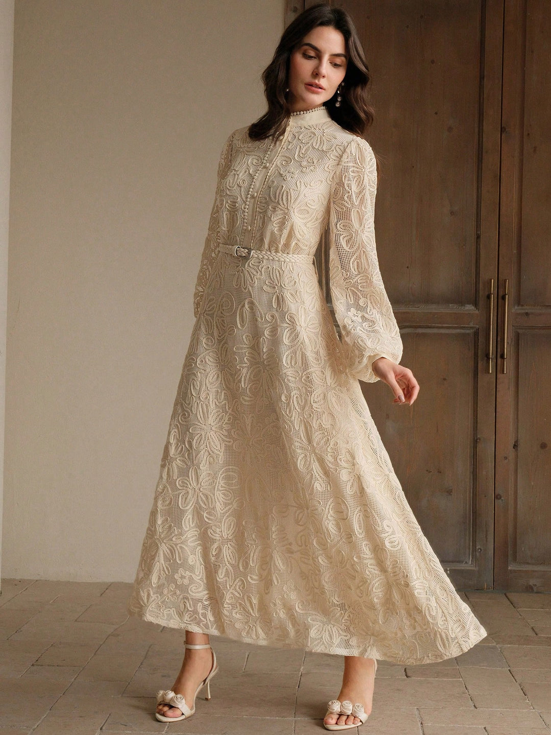 SHEIN maxi ruha, krémszínű