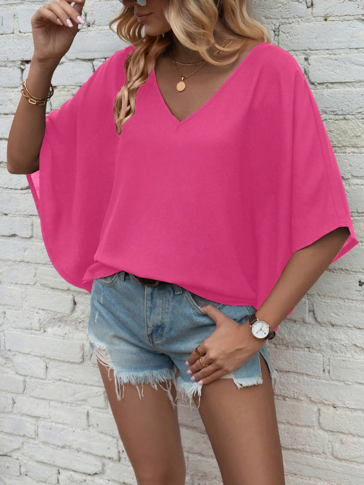 Cămașă cu mânecă scurtă SHEIN, roz