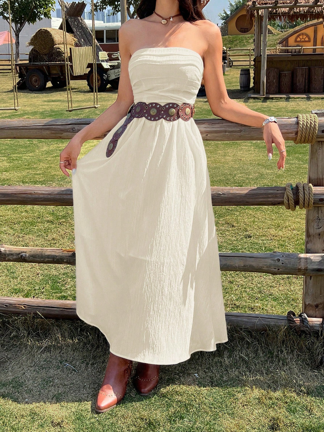 Rochie maxi SHEIN, bej