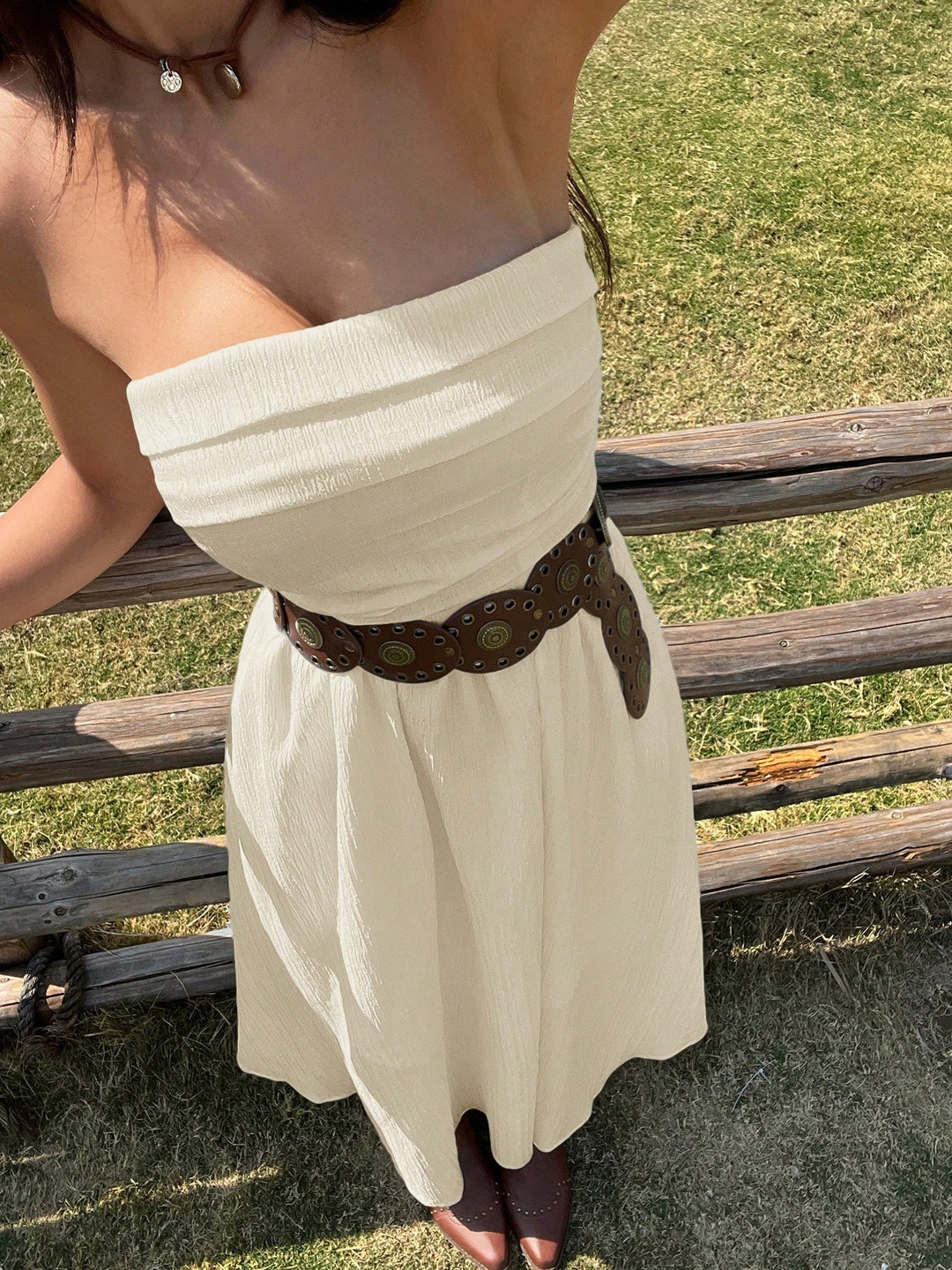 Rochie maxi SHEIN, bej