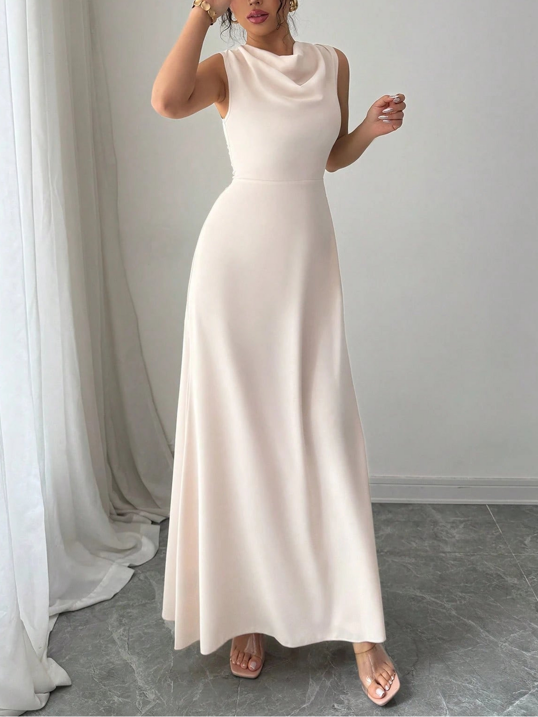Rochie maxi SHEIN, crem