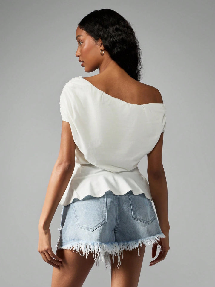 Tricou Missguided by Shein ,alb