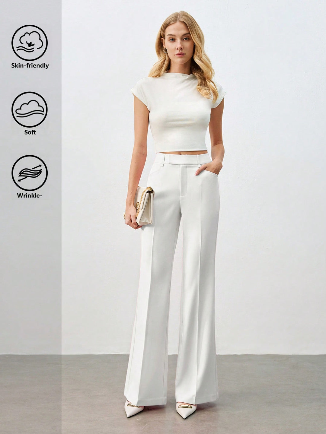 Pantalon SHEIN, alb