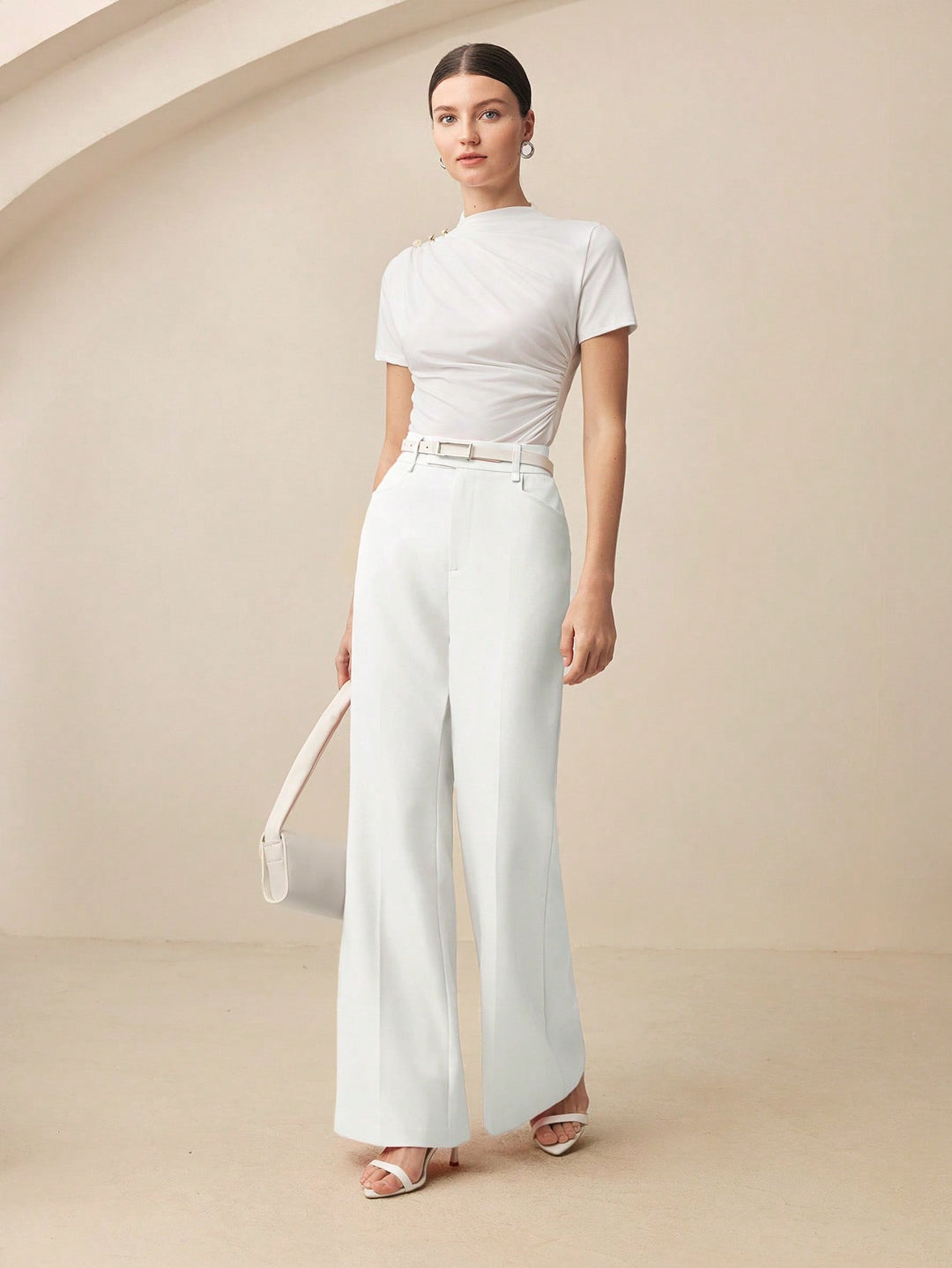 Pantalon SHEIN, alb