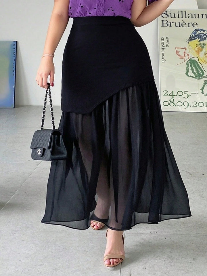 Shein Curve+ maxi szoknya, fekete
