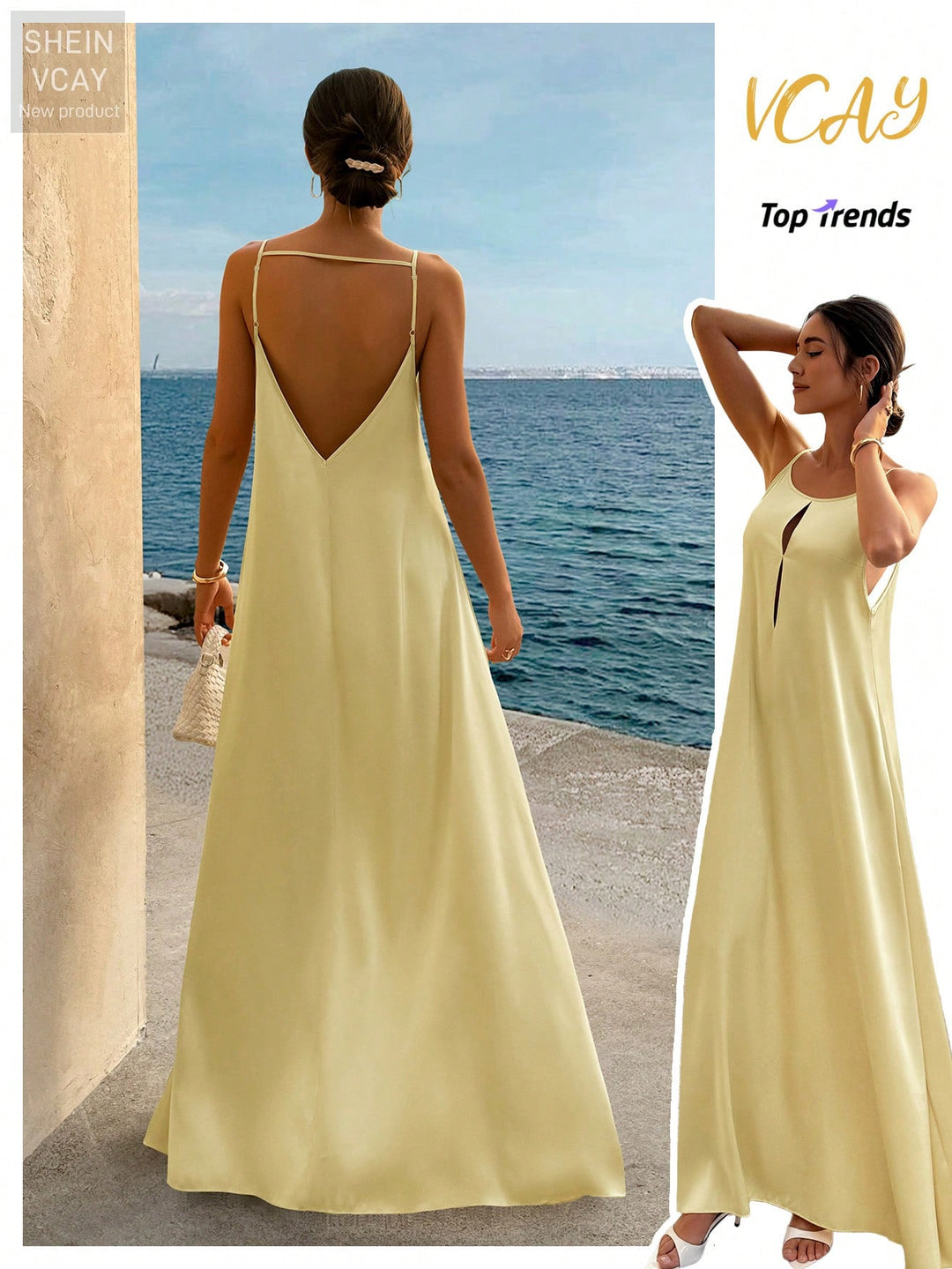 Rochie maxi SHEIN, bej