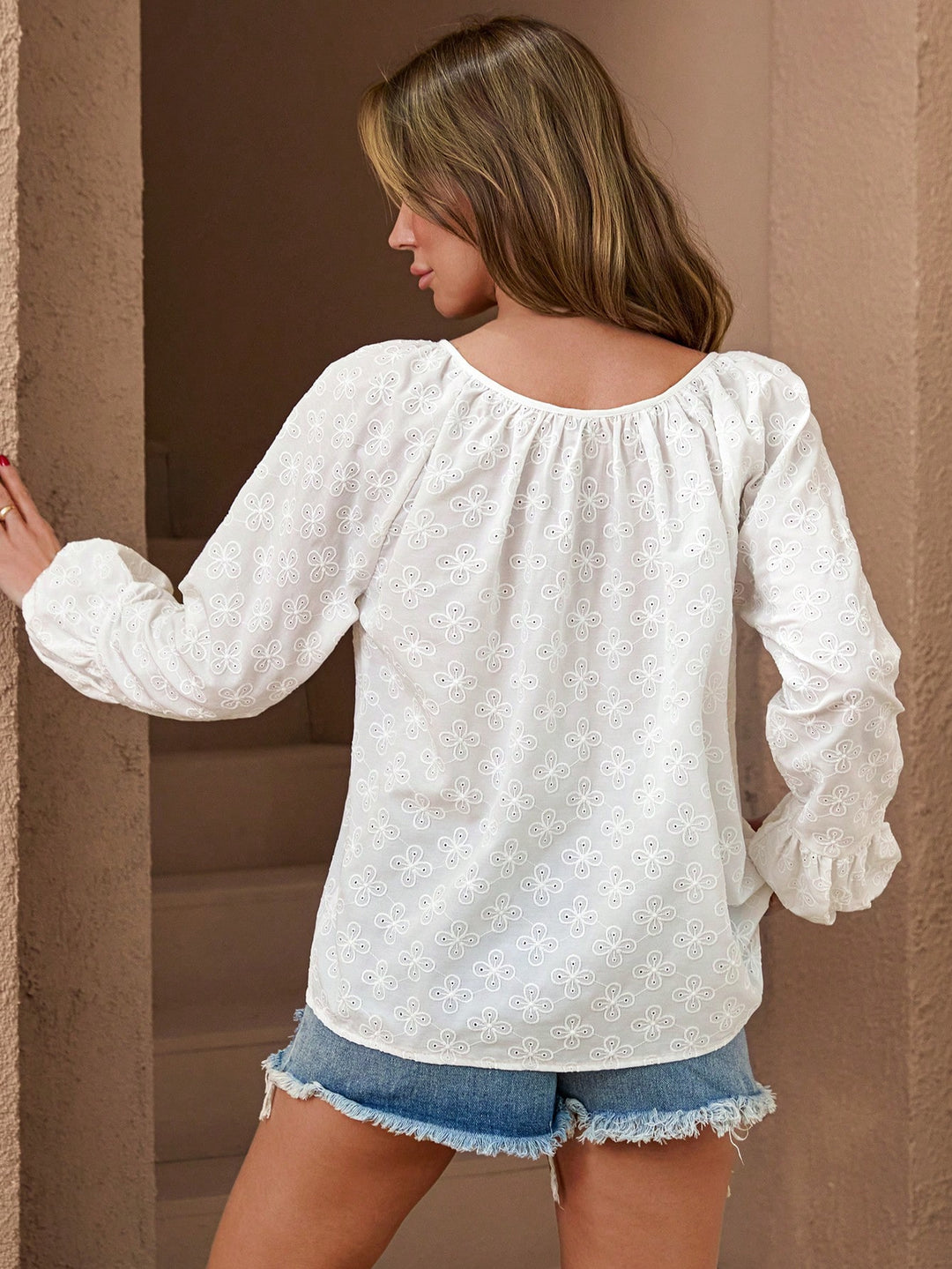 Bluza cu maneci lungi SHEIN, alb