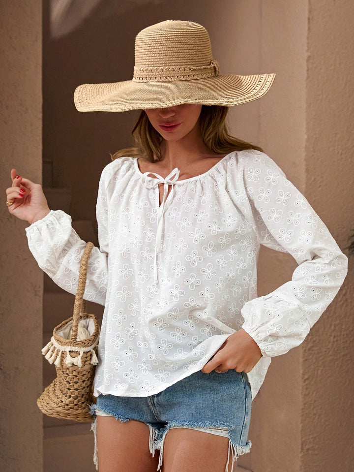 Bluza cu maneci lungi SHEIN, alb